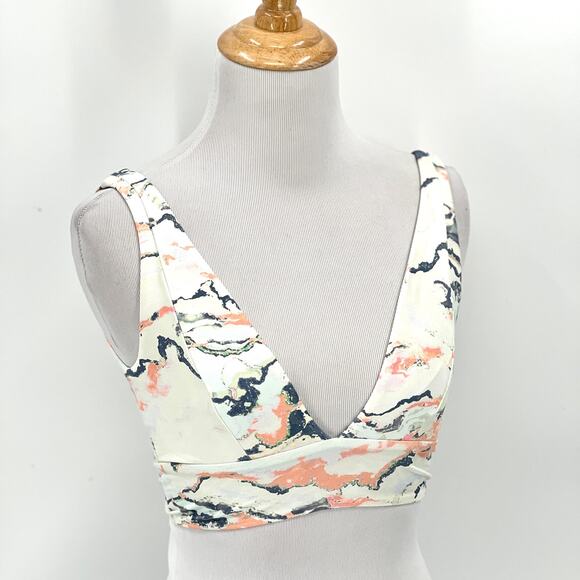 MAAJI Sunray Catcher Triangle Bikini Top Womens Small Gray Lace Up Marble Print - Picture 1 of 9